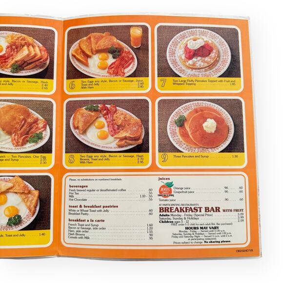 1980’s Frisch's Big Boy Yellow Laminated Breakfast Menu Vintage Diner 9” x 11” - Picture 4 of 8